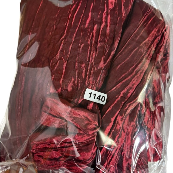 Izayla Wide Leg Short Sleeve Red Black Button Front Crinkle Tie Front Jumpsuit S - Picture 16 of 16